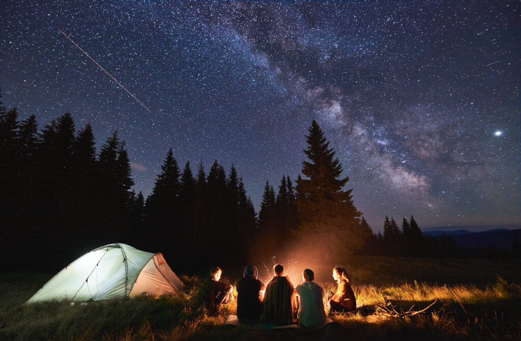 Camping at night with night vision